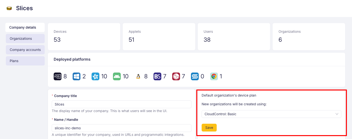 Default Device Plan Change