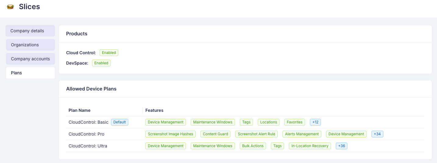 Available Device Plans