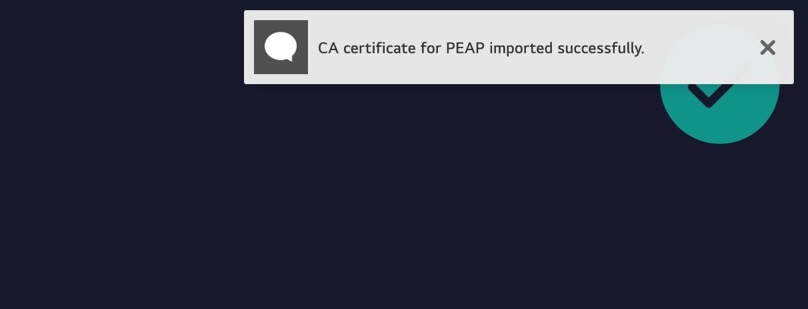 Certificate import success notification